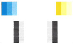 Imagem: Padrão de teste 2 com um bloco colorido faltando.