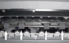 Imagem: Roletes de borracha para alimentação do papel no equipamento