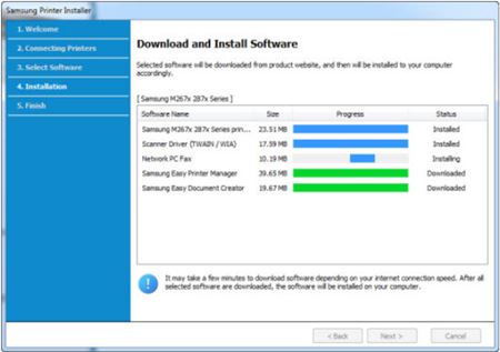 Image shows download bar for installing each driver