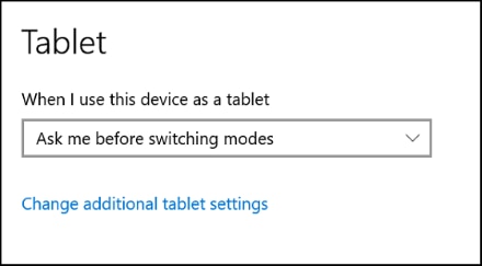 Selección del comportamiento de conmutación del modo Tablet