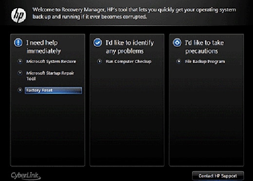  Recovery Manager with user created recovery discs