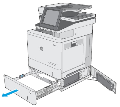 HP Color LaserJet Managed MFP E57540 - 13.A3, 13.A4, 13.A5 jam error in  tray 3, tray 4, or tray 5 | HP® Customer Support