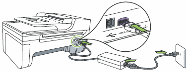 Image: Connect the power cord and adapter.