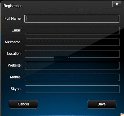 Image of SimplePass profile registration screen
