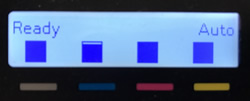 Niveles de tinta estimados en una pantalla LCD de 2 líneas