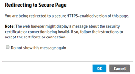 Prompt to redirect to a secure page in the printer EWS