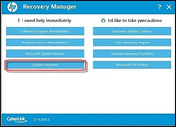 performing system recovery windows 10 hp