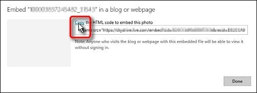 The copy link to generate HTML code to embed in a blog or Web page