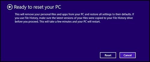 unable to reset pc a required drive partition is missing
