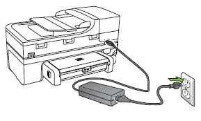 Illustration of connecting the power cord to the electrical outlet.
