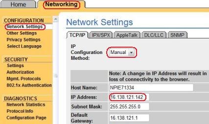 assign static ip to network printer