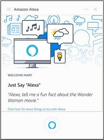 Alexa on Windows home screen