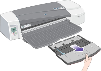 Nombrar este Generacion HP Designjet 111 Printer Series - Carga de papel desde la bandeja de  entrada | Soporte al cliente de HP®