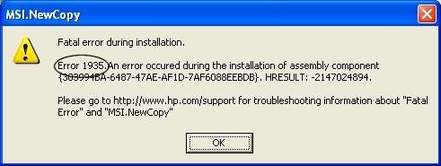 HP Scanjet Products - A 'Microsoft Installer (MSI) Error 1935' Error  Displays During Installation | HP® Customer Support