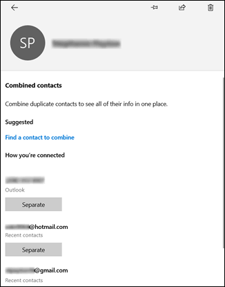 Adding or removing contacts from the selected contact's profile