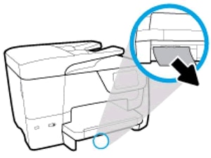 Image: Removing jammed paper from input tray area