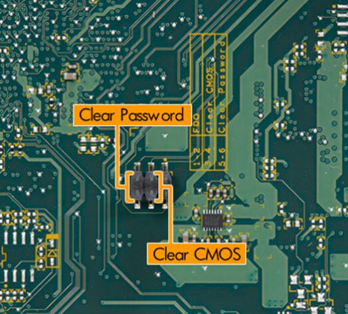 Clear CMOS and clear password pins