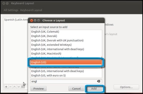 Choose a layout with example language selected and Add highlighted