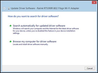 Update Driver Software window