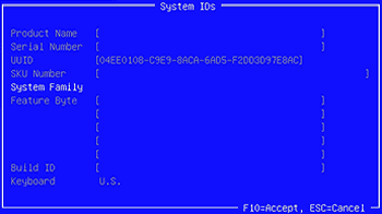 Меню System IDs (Идентификаторы системы) в служебной программе настройки BIOS