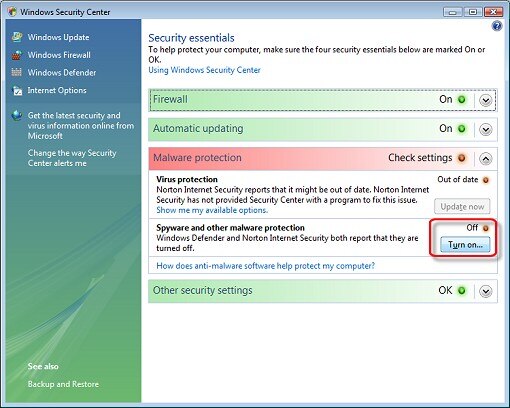 Desactivar Alertas Seguridad Windows Vista