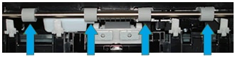 Immagine: pulizia dei rulli sul retro della stampante
