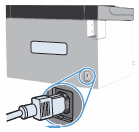 Ilustração: Conectar o cabo de alimentação à parte de trás da impressora