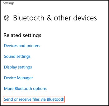 Waiting for a connection in Bluetooth File Transfer window