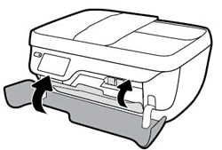 Afbeelding: Toegangsklep voor inktcartridges en klep aan de buitenkant sluiten