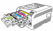 Ilustração: Puxar a gaveta de cartuchos de impressão.