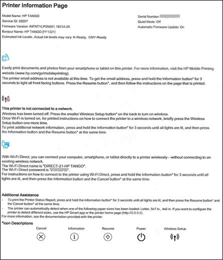 Imprimantes HP Tango - Impression de pages d'autotest | Assistance  clientèle HP®