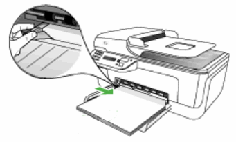 Ilustração de como deslizar a guia de largura do papel para dentro