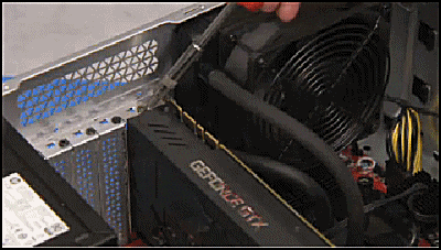 Screw locations to secure the graphics card