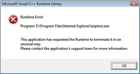 Runtime error message
