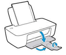 图像： 放下出纸盒，然后将出纸盒的延长板拉出。