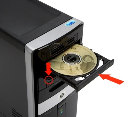 Ordinateurs de bureau HP - Ouverture du plateau porte-disques d'un lecteur  de CD ou DVD bloqué (Windows 10, 8) | Assistance clientèle HP®