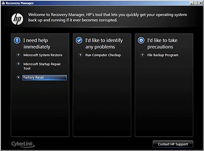 Recovery Manager with user created recovery discs