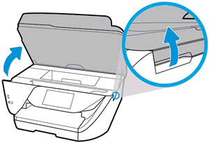 Opening an access door on top of the printer