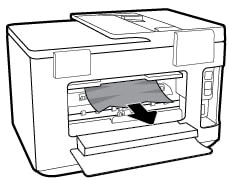 Removing paper from rear of the printer