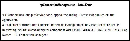 hpConnectionManager.exe - Fatal Error
