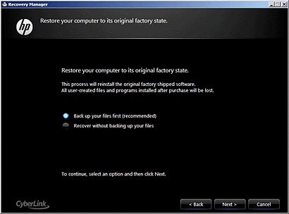 Recovery Manager For Windows Vista