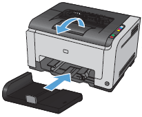 Image: Insert the input tray and  raise the output tray extender.