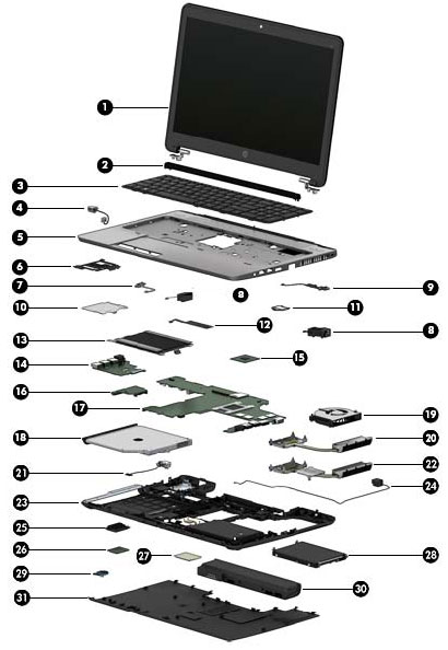 HP ProBook 640 G1 Laptop Motherboard i5-4210M 2.60GHz Palmrest, no hdd ...