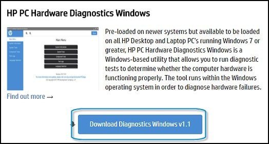 Downloading Hardware Diagnostics for Windows