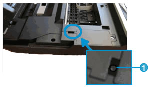 Ejemplo de un indicador luminoso del módulo de alimentación interno en el área de acceso a los cartuchos de tinta