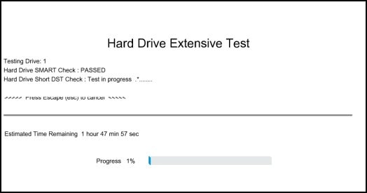 Hard Drive Extensive Test in progress