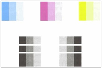 Imagen: Patrón de prueba 2 con líneas blancas en una barra de color.