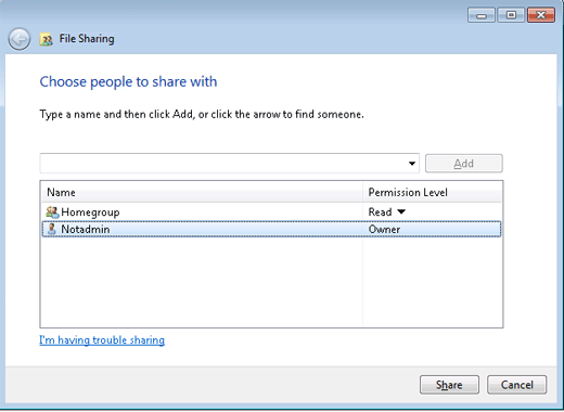 File Sharing window