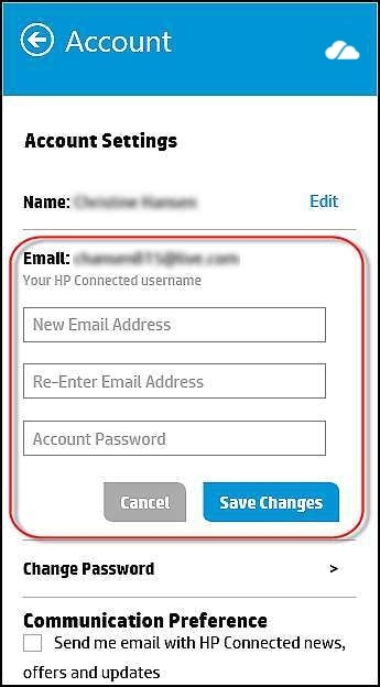 שינוי כתובת הדואר האלקטרוני