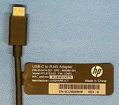 usb ethernet adapter mac address
